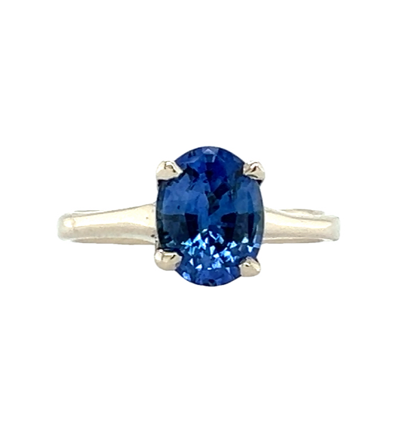 The Woven Tapered Solitaire- Ceylon Blue Sapphire & 14k White Gold