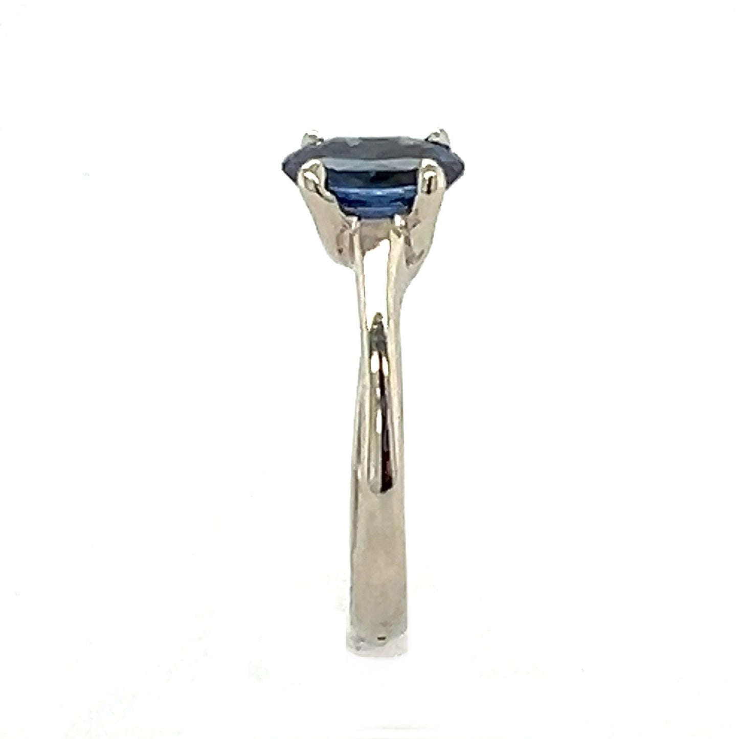 The Woven Tapered Solitaire- Ceylon Blue Sapphire & 14k White Gold