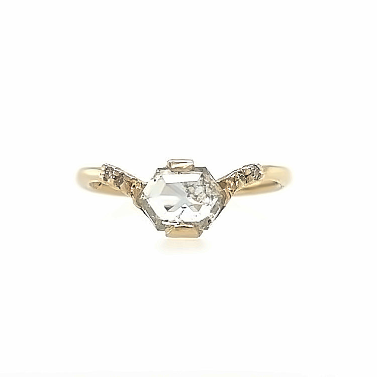 The Ice Hex- .75 ct Ice Diamond & 14k yellow gold