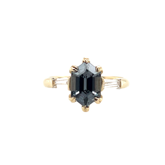Smoke & Mirrors Ring- Grey Spinel, dismonds & 14k Yellow Gold