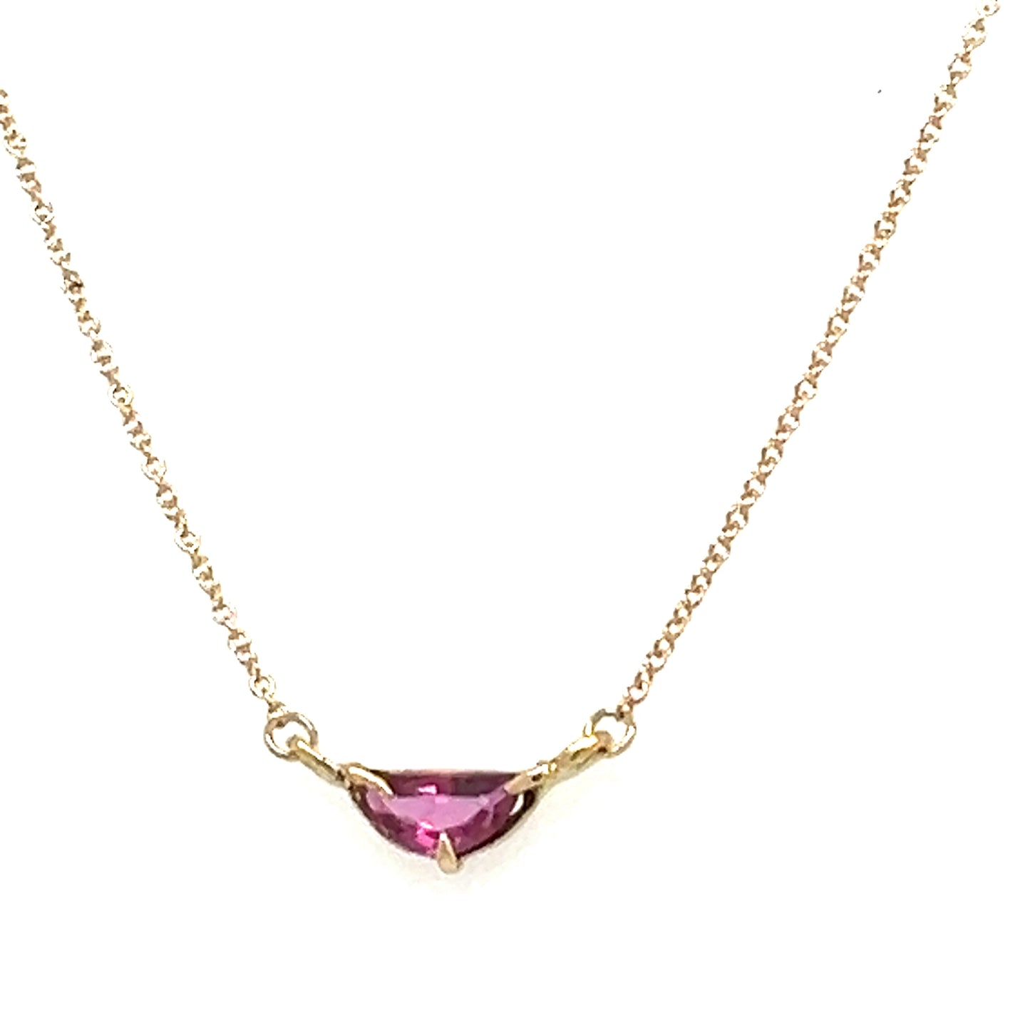 Sly Smile Necklace- Ruby & 14k Yellow Gold