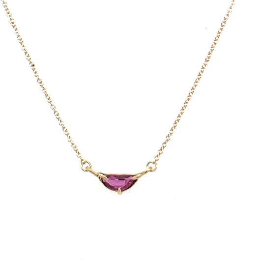 Sly Smile Necklace- Ruby & 14k Yellow Gold