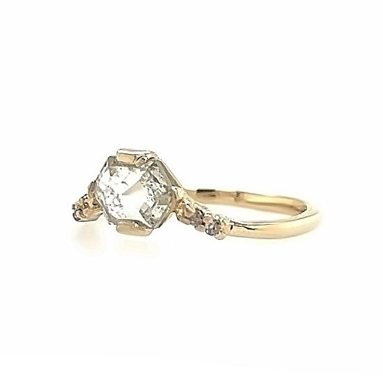 The Ice Hex- .75 ct Ice Diamond & 14k yellow gold