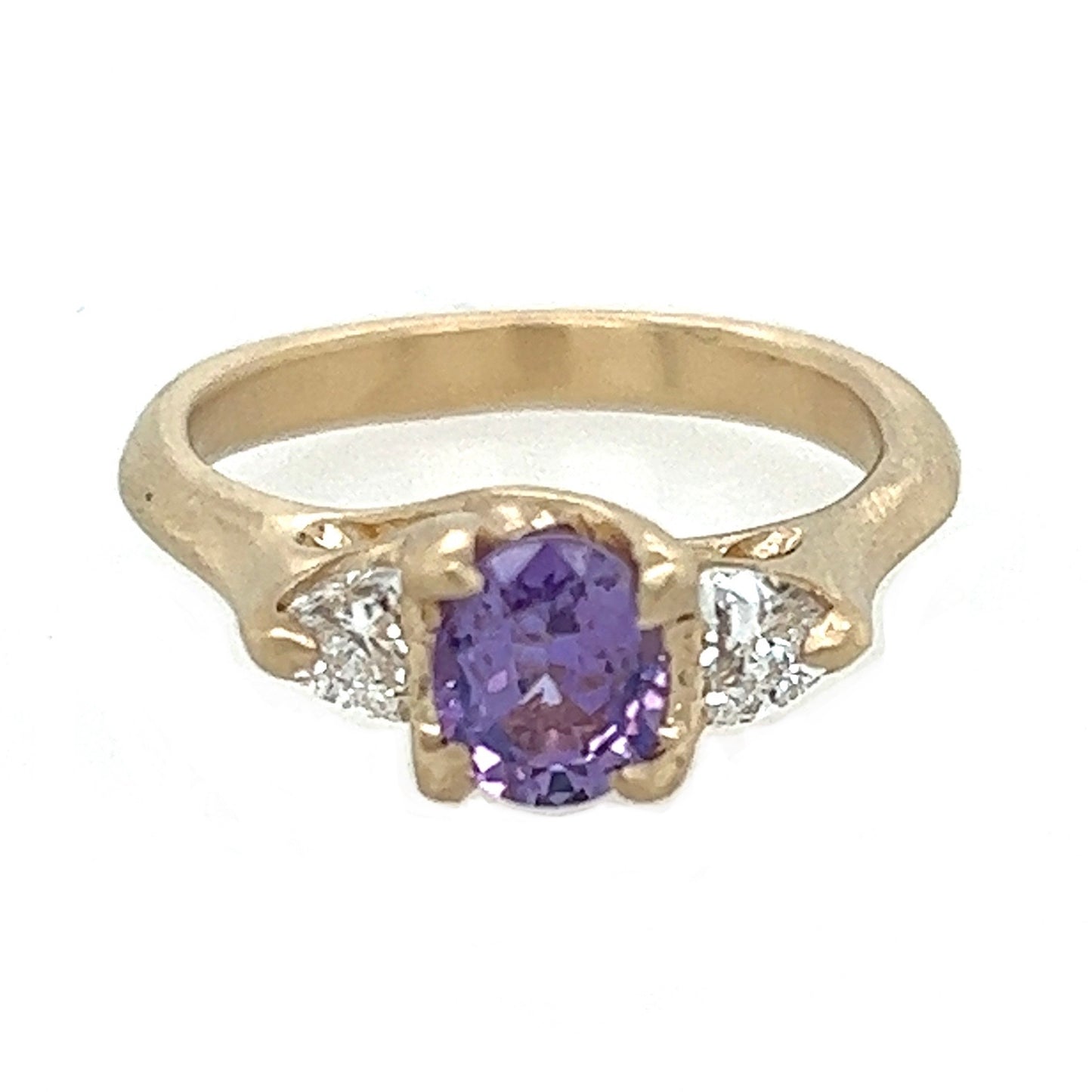 The Woven 3 Stone- Purple Sapphire & LAB diamonds