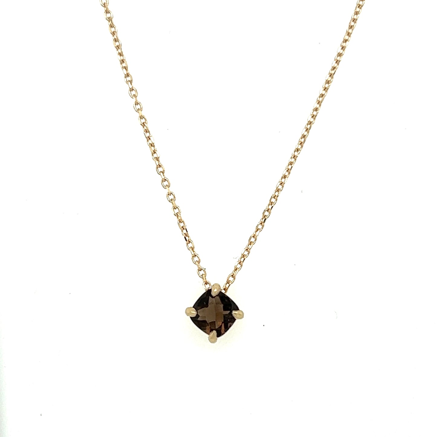 Simple Solitaire Necklace-Smoky Quartz