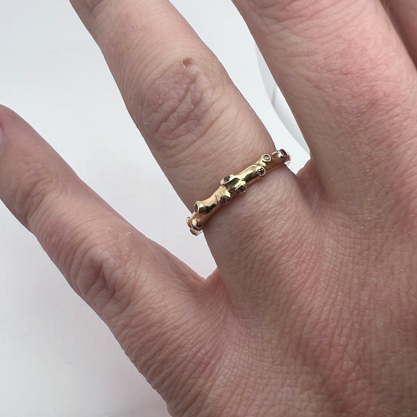 Coral Band- Dark Pink Sapphires & 14k Yellow Gold