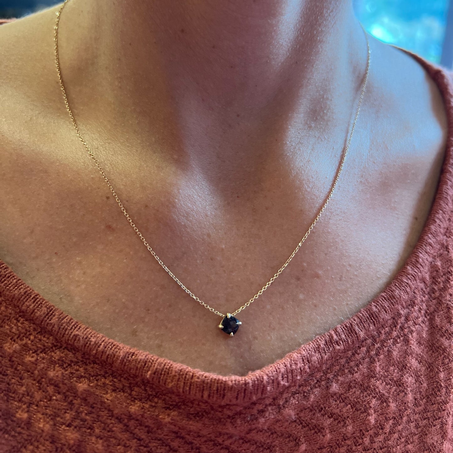 Simple Solitaire Necklace-Smoky Quartz