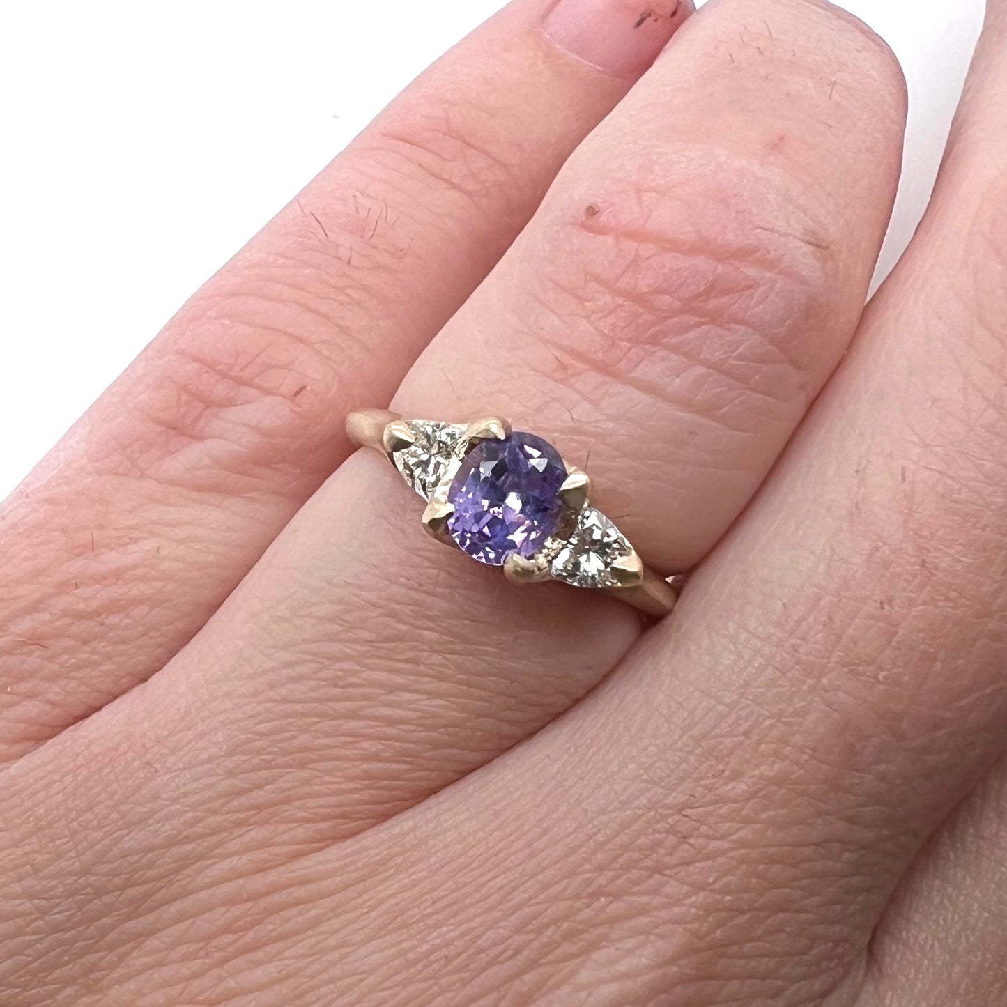 The Woven 3 Stone- Purple Sapphire & LAB diamonds