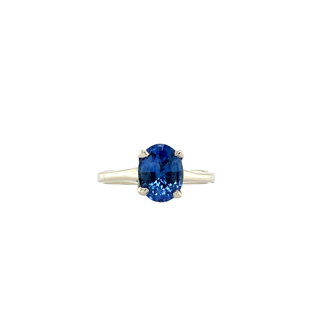 The Woven Tapered Solitaire- Ceylon Blue Sapphire & 14k White Gold