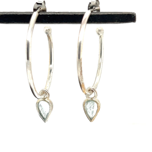 Classic Hoops with Aquamarine Slices