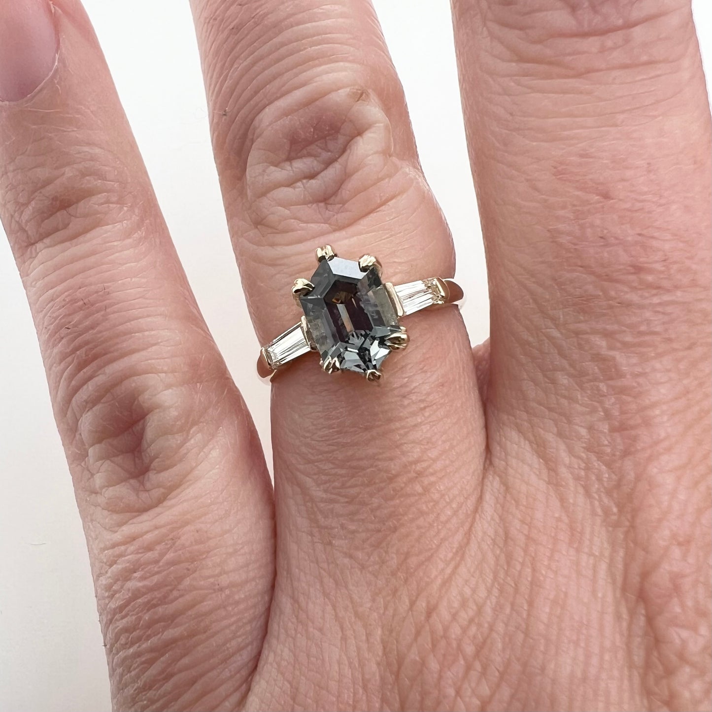 Smoke & Mirrors Ring- Grey Spinel, dismonds & 14k Yellow Gold