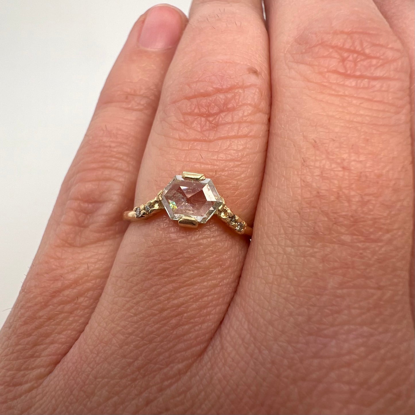 The Ice Hex- .75 ct Ice Diamond & 14k yellow gold
