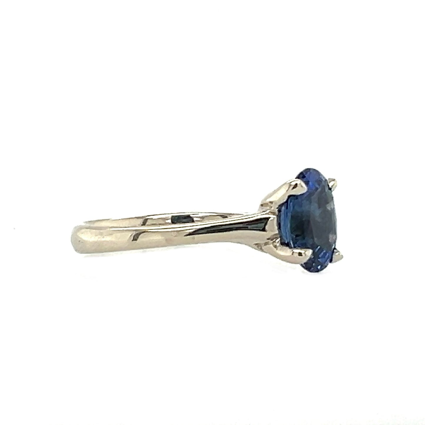 The Woven Tapered Solitaire- Ceylon Blue Sapphire & 14k White Gold