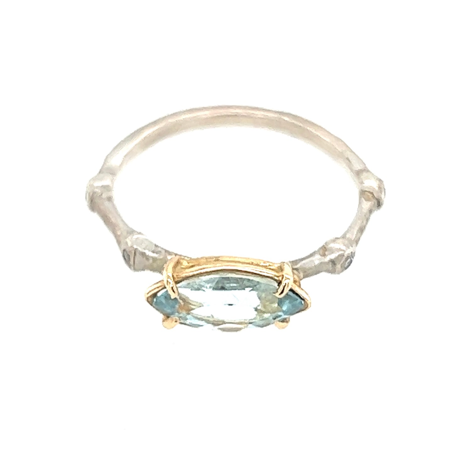 The Libby Marquise- Aquamarine, 14k yellow & sterling silver