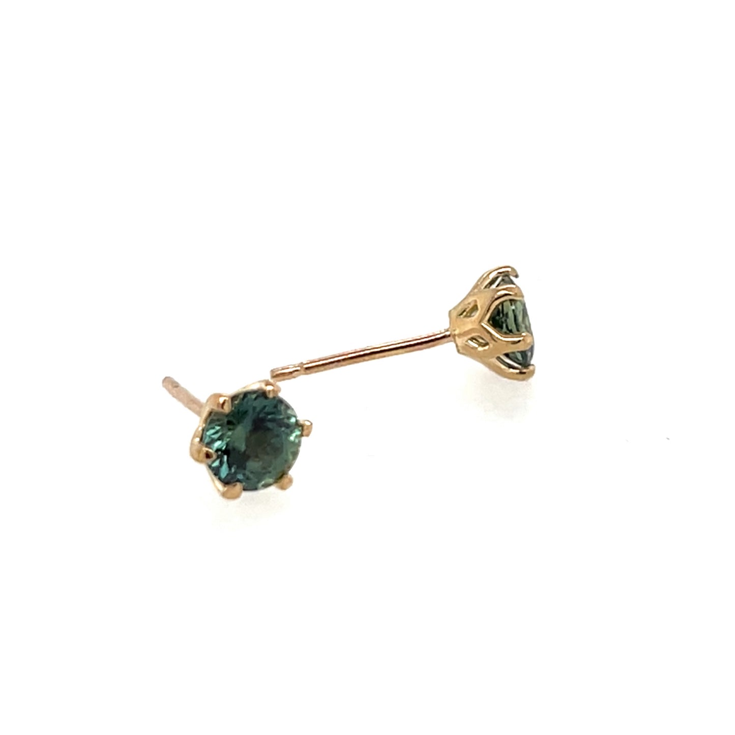 Flora Studs- Teal Sapphires & 14k yellow gold