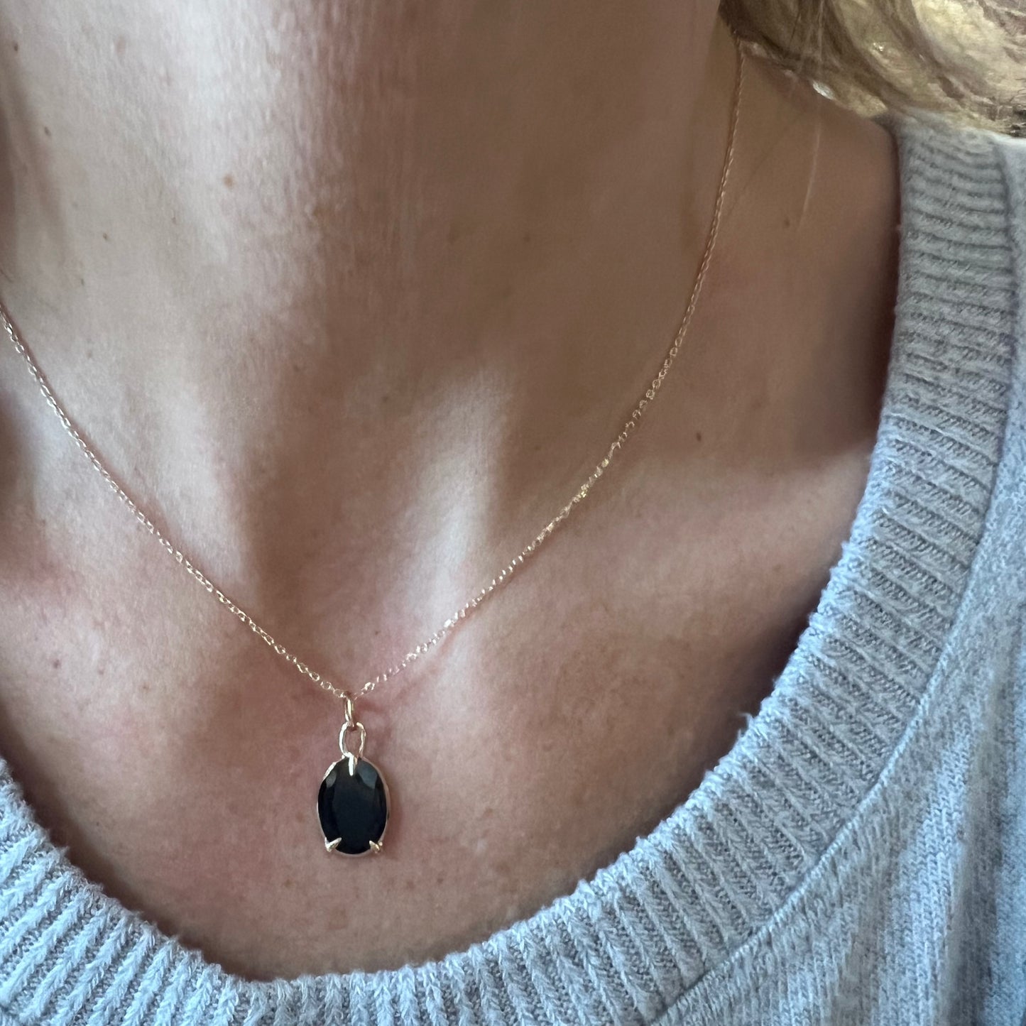 Perfectly Imperfect Necklace- Australian Sapphire & 14k Yellow Gold