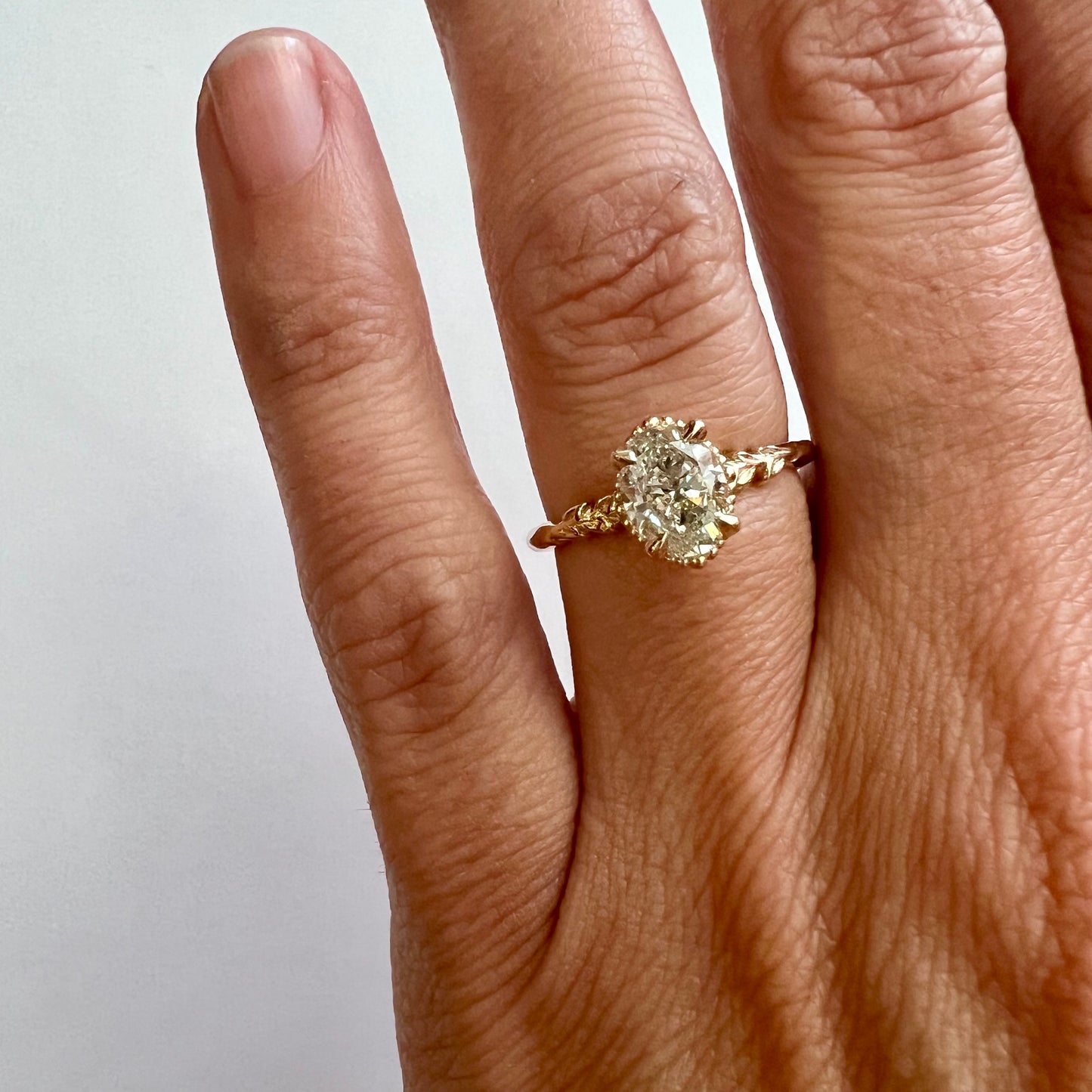 The Garden- 1.2ct Oval reclaimed diamond & 14k yellow gold