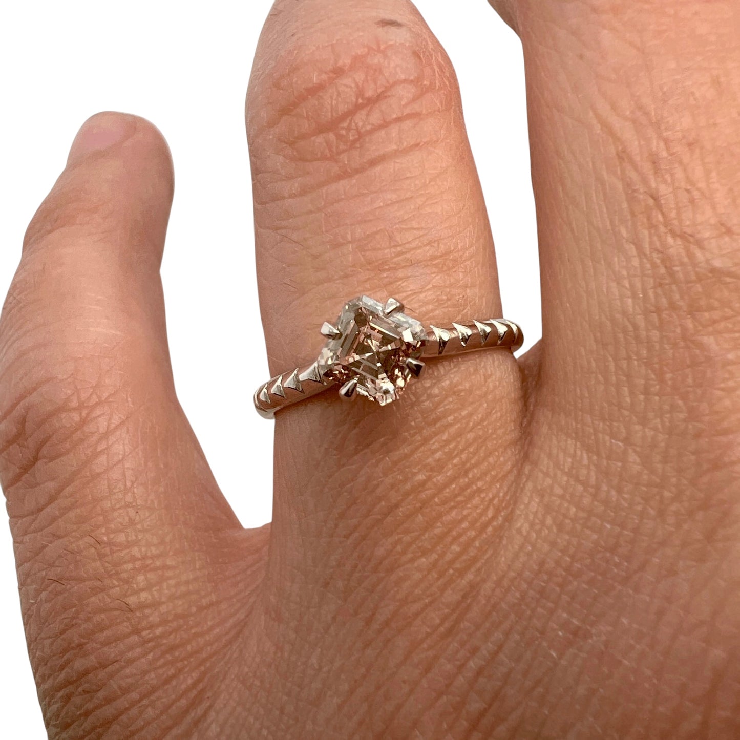 The Step Up Solitaire-Canadian champagne diamond & 14k White Gold