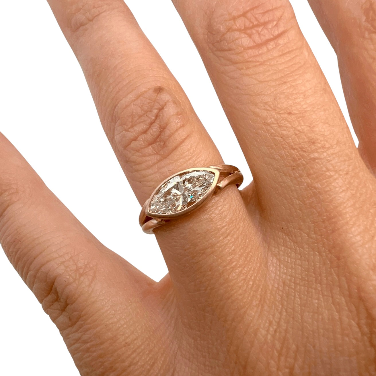 The East West Marquise Split- 1.43ct reclaimed diamond & 14k yellow gold