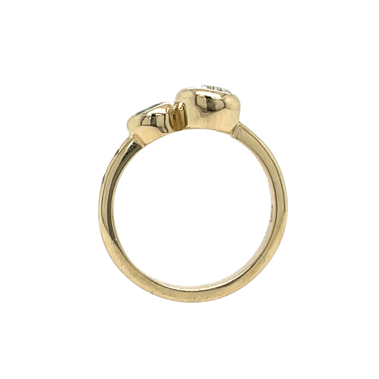 The Bezel Toi et Moi- LAB 1.08ct Pear diamond, Natural Emerald & 14k yellow gold