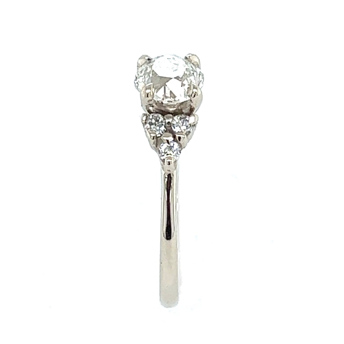 The Thrice -1ct Funky Old Euro Cut Diamond & 14k White Gold