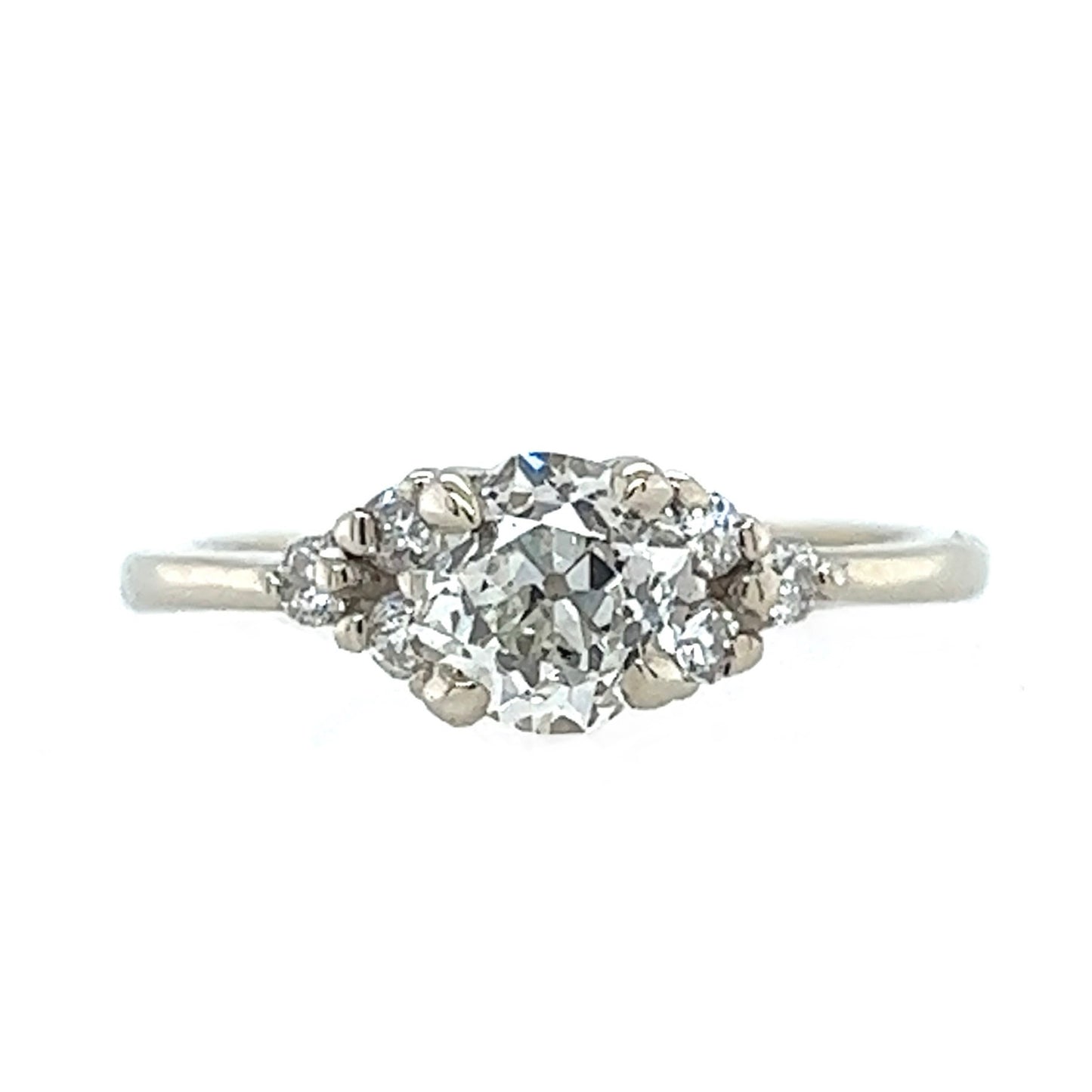 The Thrice -1ct Funky Old Euro Cut Diamond & 14k White Gold