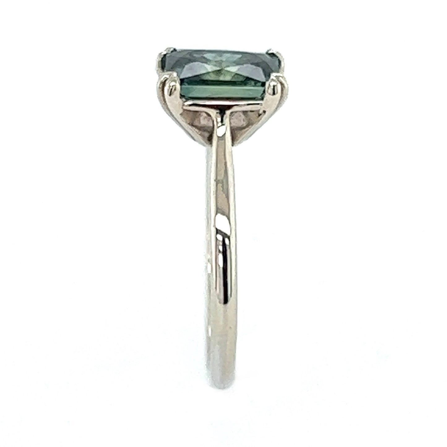 The Dainty Double- Radiant Cut Teal Sapphire & 14k White Gold
