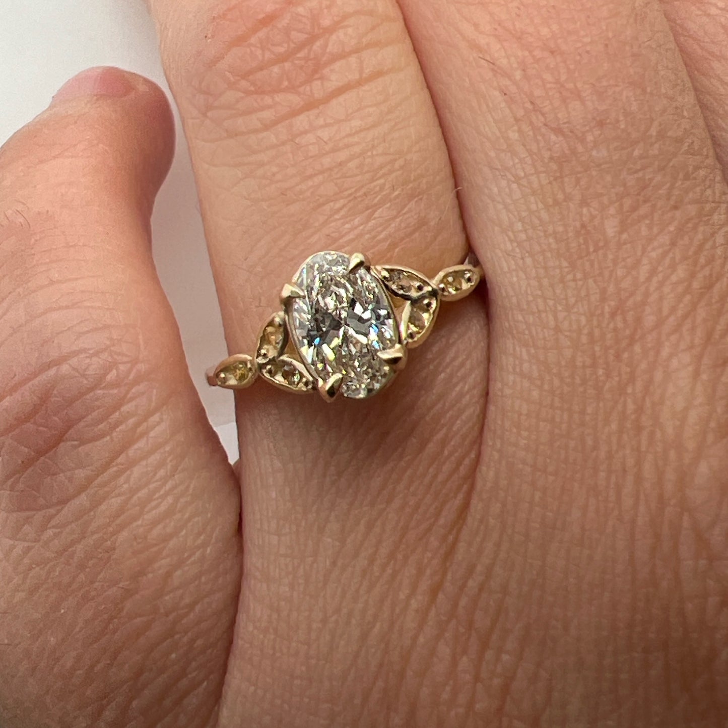 The Petal- 1ct Reclaimed Diamond, Montana Sapphires & 14k yellow gold