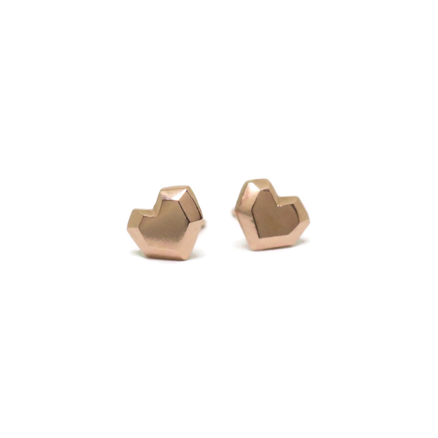 faceted heart studs