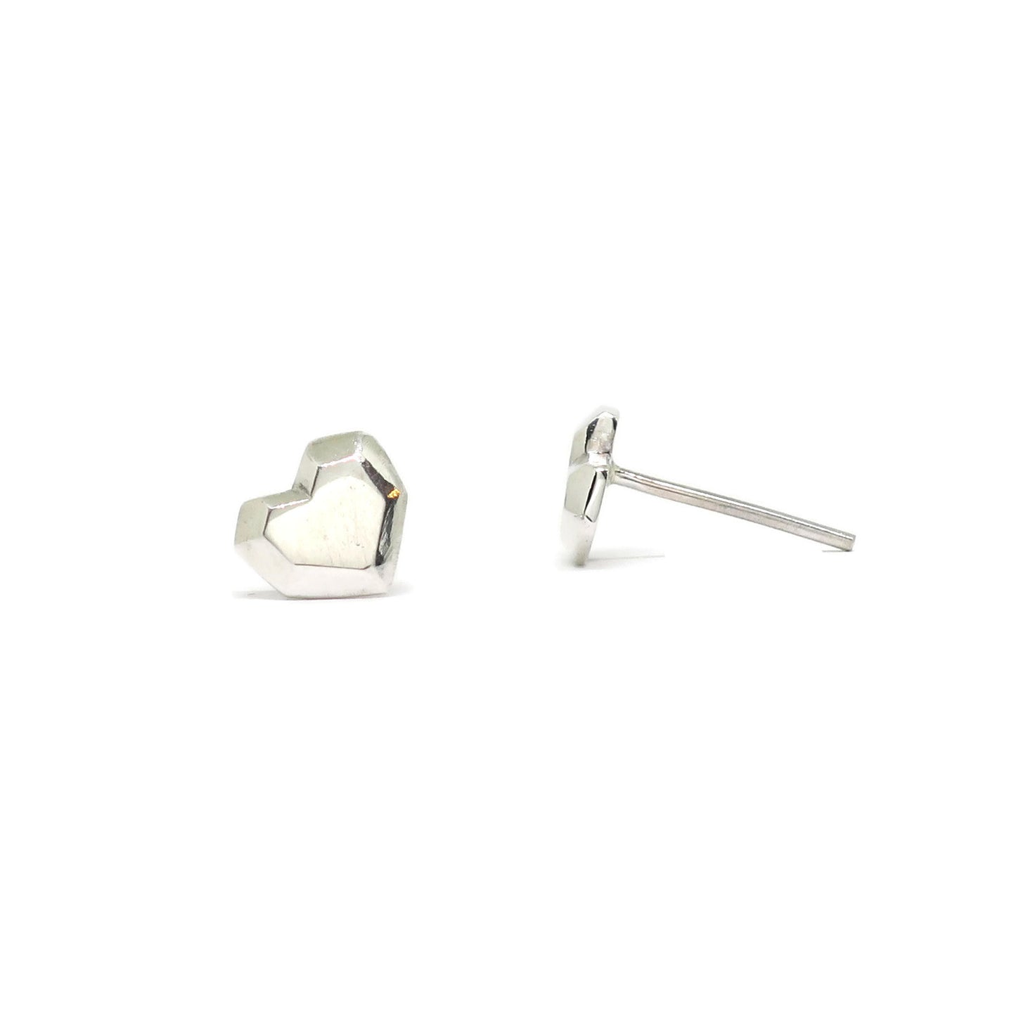 faceted heart studs