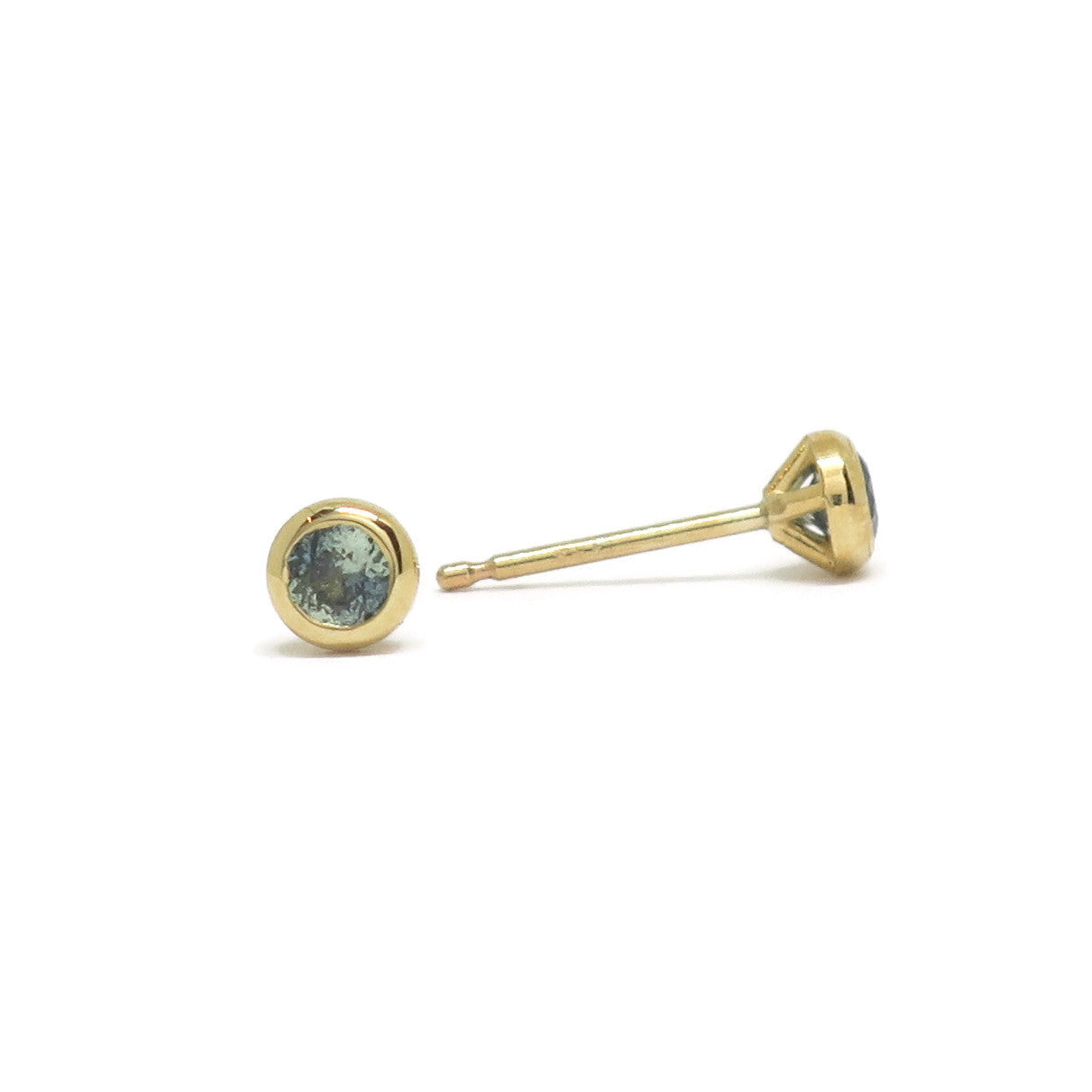Just a sip! Cocktail Studs- Green Montana Sapphires & 14k yellow gold