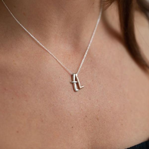 L - handwritten letter necklace