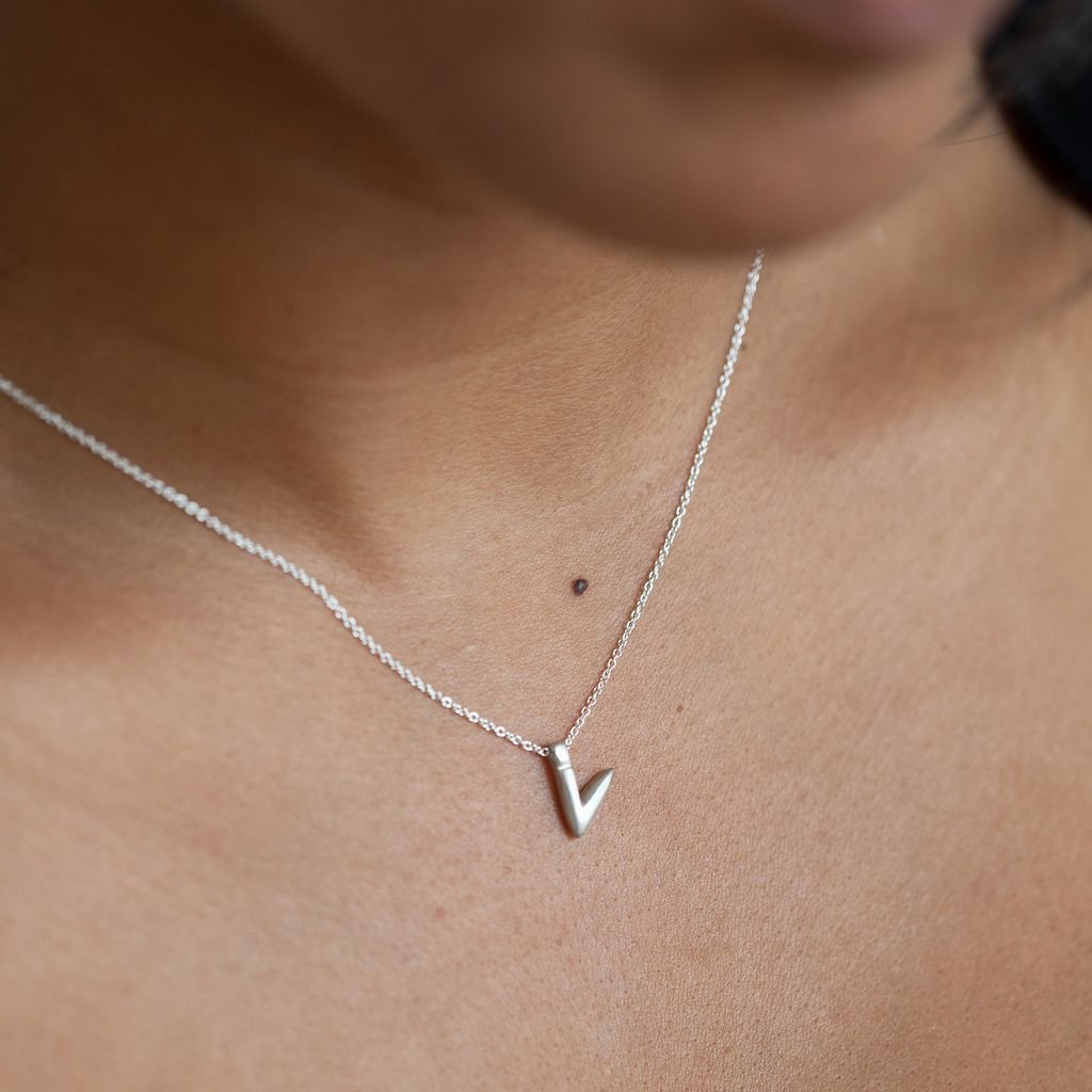 V - handwritten letter necklace
