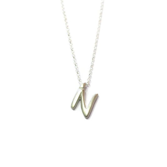 N - handwritten letter necklace