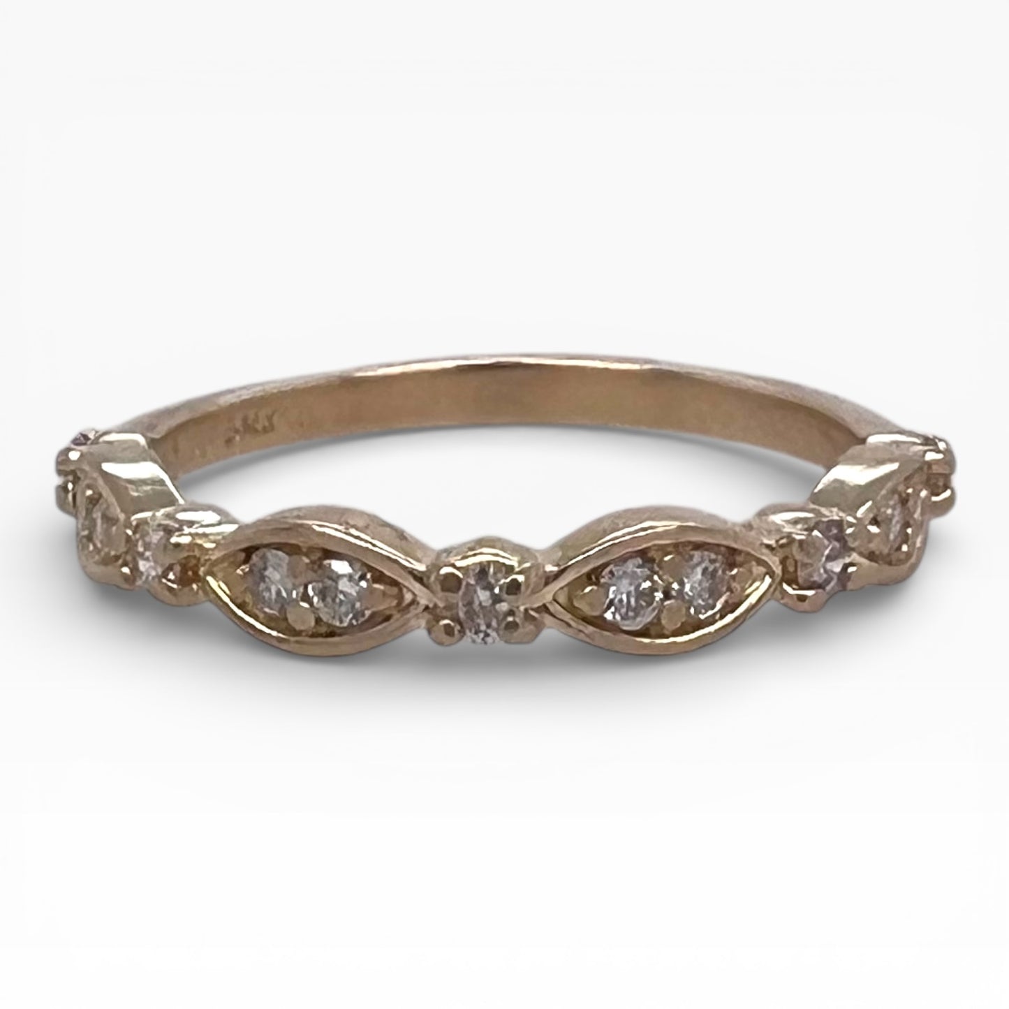 Pronged Antique Band- LAB Diamonds & 14k Yellow Gold