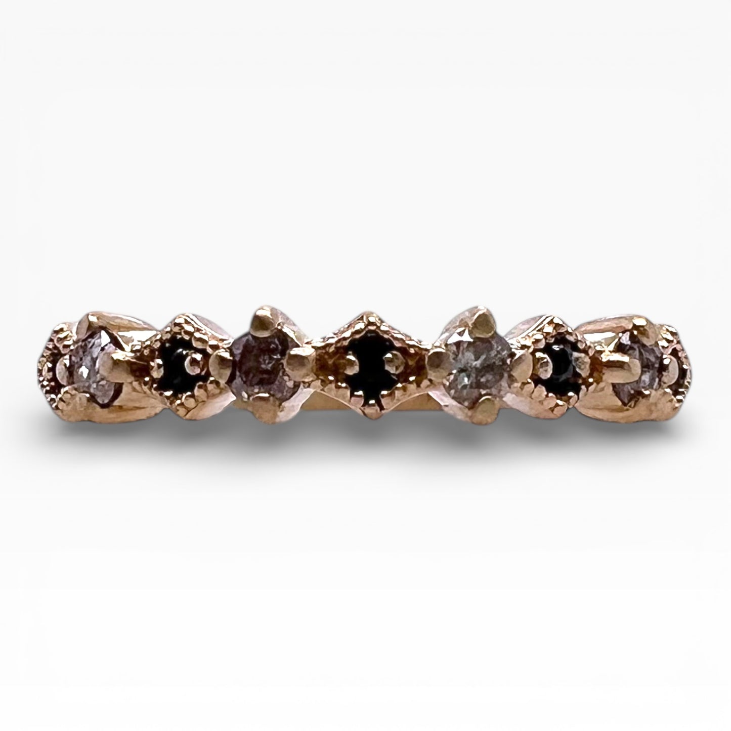 Deco Diamond Band-Champagne & Black Diamonds & 14k Yellow Gold