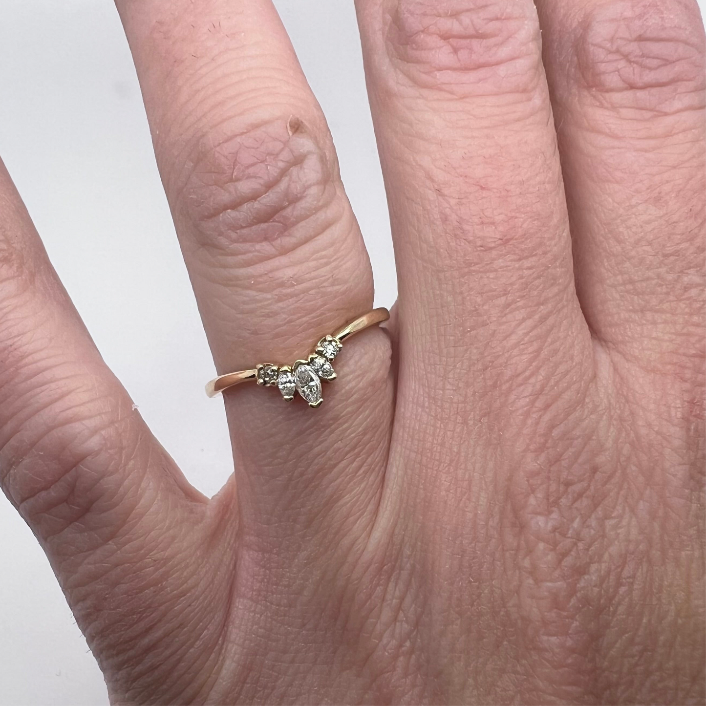 Marquise Tiara Band- Diamonds & 14k Yellow Gold