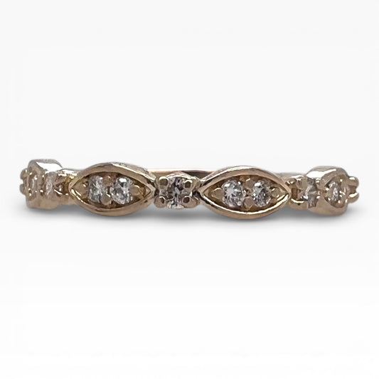 Pronged Antique Band- LAB Diamonds & 14k Yellow Gold