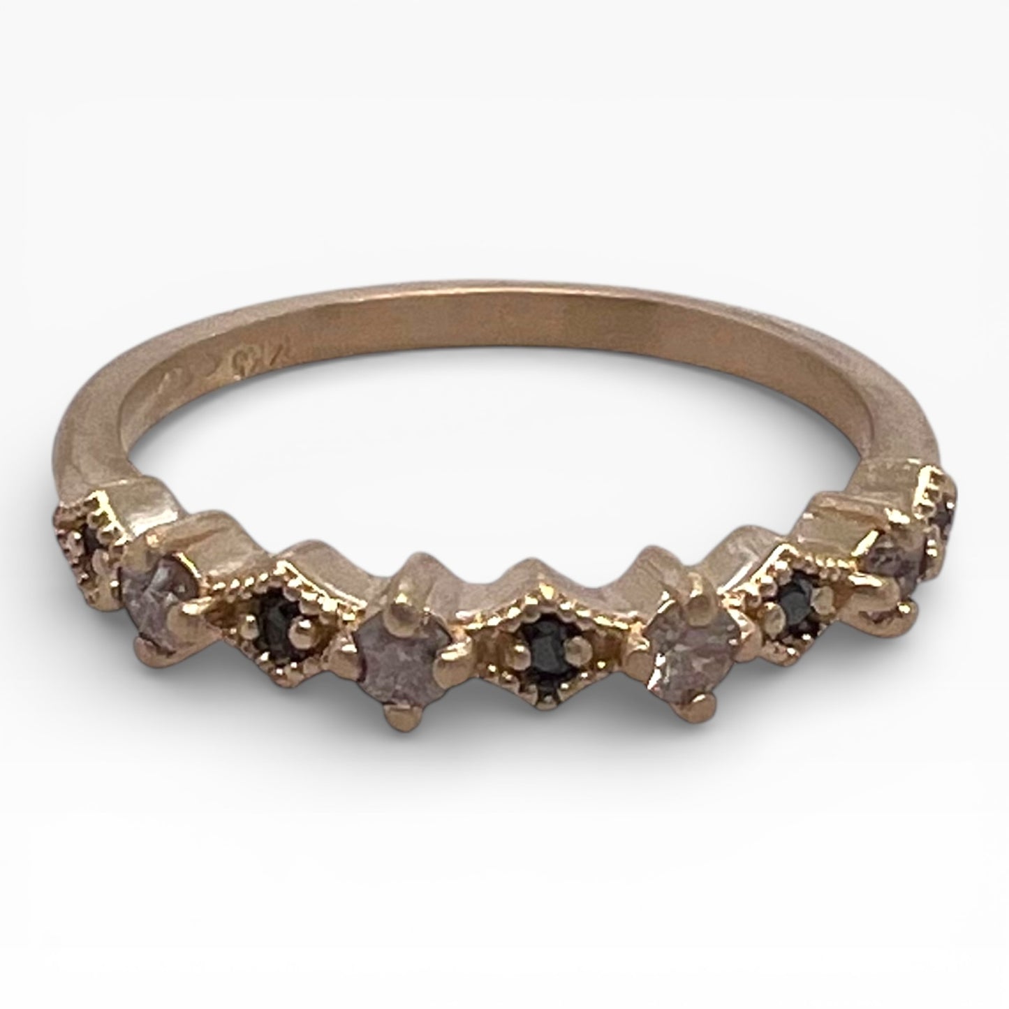 Deco Diamond Band-Champagne & Black Diamonds & 14k Yellow Gold