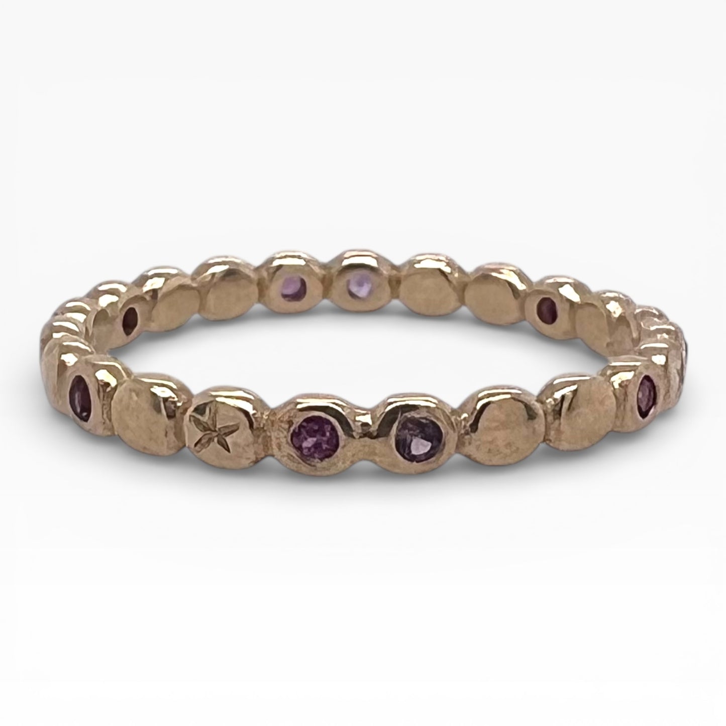 Stardust Band- Dark Pink Sapphires & 14k Yellow Gold