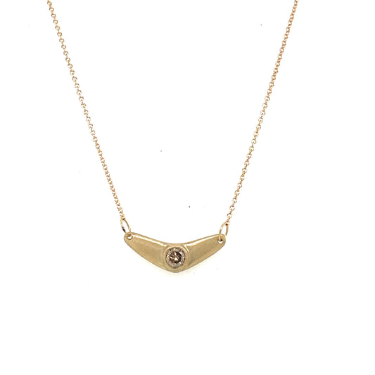 Big boomerang Necklace- 14k yellow gold & champagne diamond