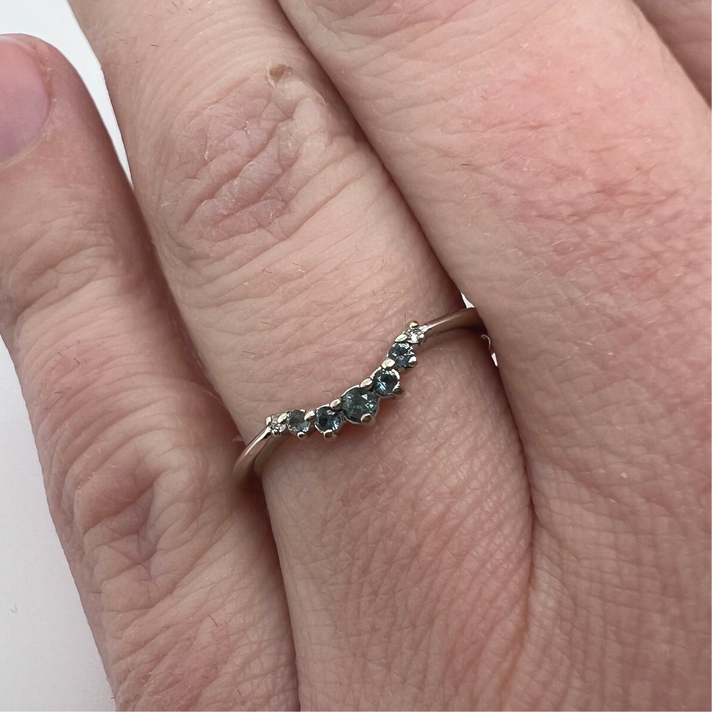 Dainty Tiara Band- Montana Sapphires, Diamonds & 14k White Gold