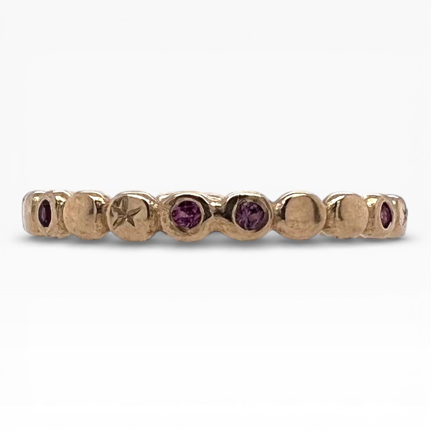 Stardust Band- Dark Pink Sapphires & 14k Yellow Gold