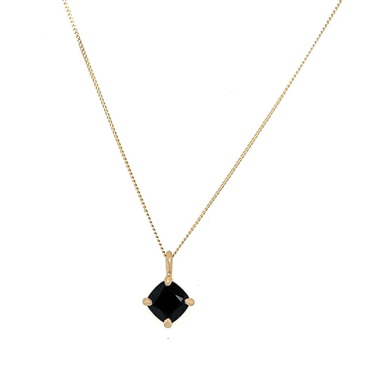 Simple Solitaire Necklace-Black Spinel