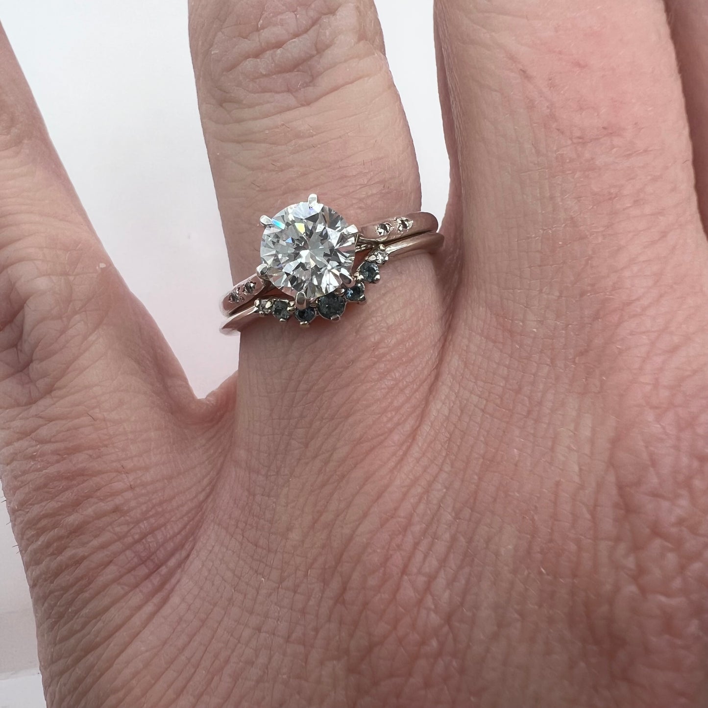 Dainty Tiara Band- Montana Sapphires, Diamonds & 14k White Gold