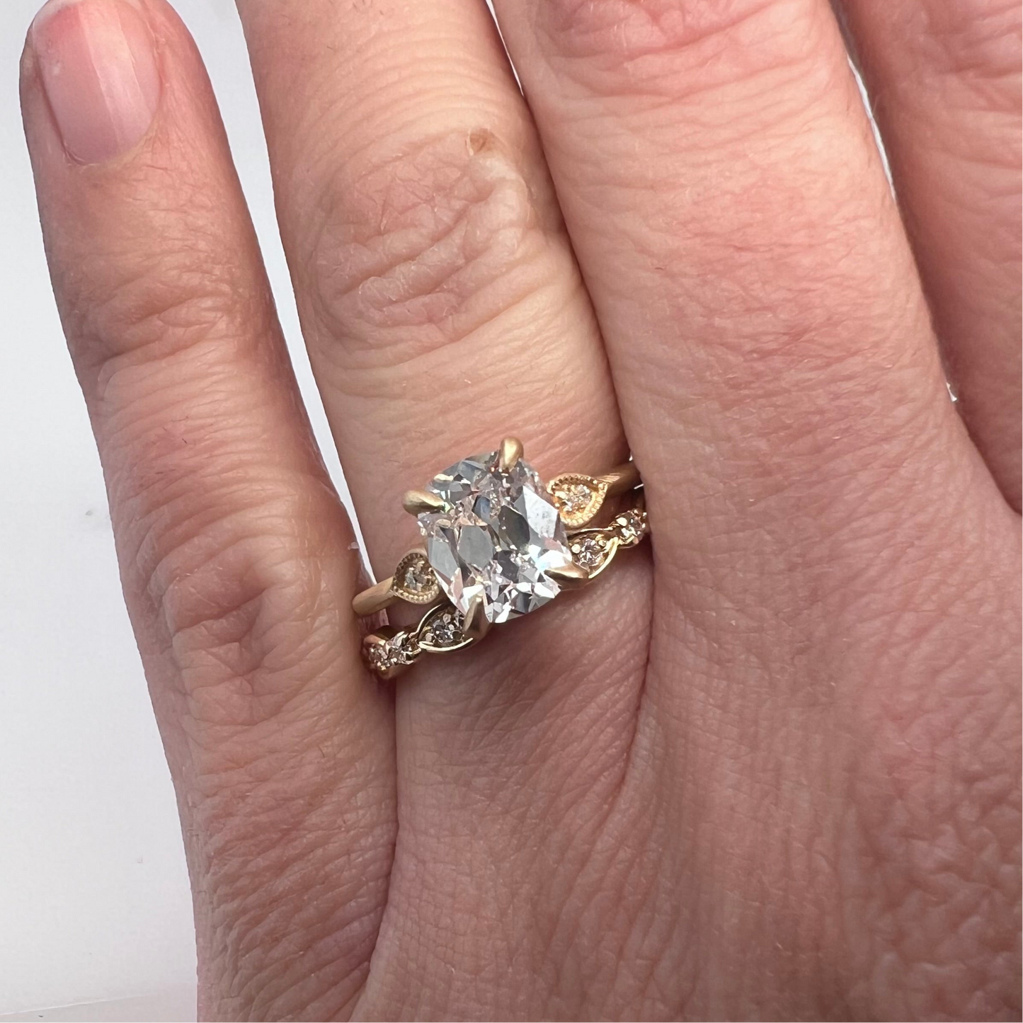 Pronged Antique Band- LAB Diamonds & 14k Yellow Gold