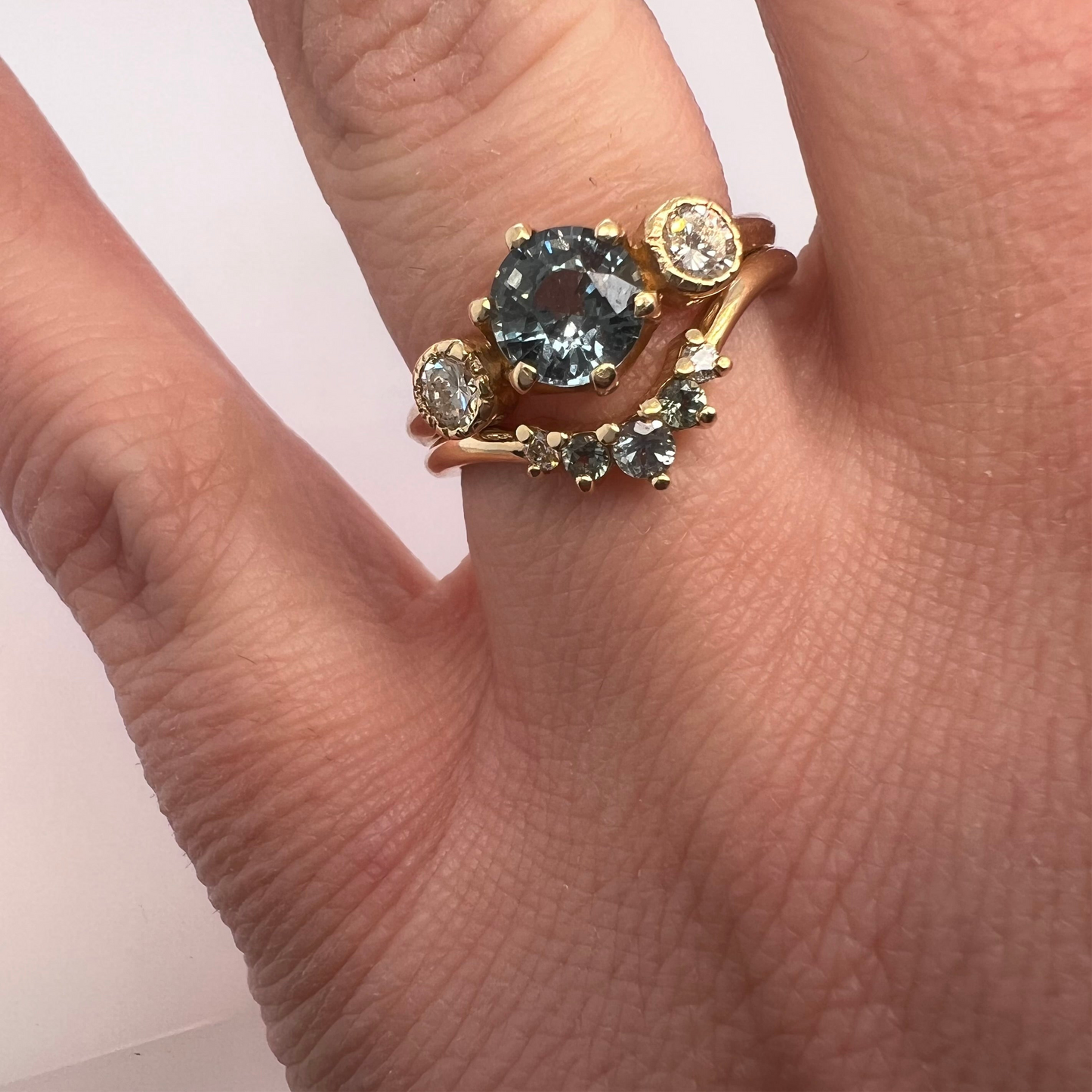 Tiara Band- Montana Sapphires, Diamonds & 14k Yellow Gold