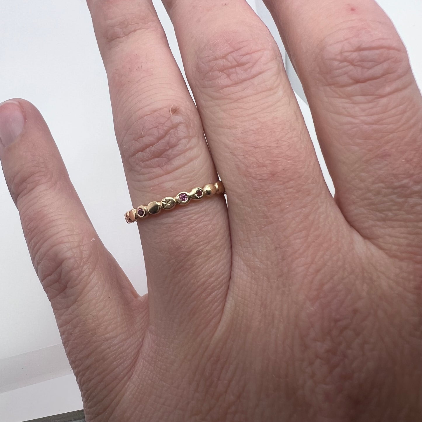 Stardust Band- Dark Pink Sapphires & 14k Yellow Gold