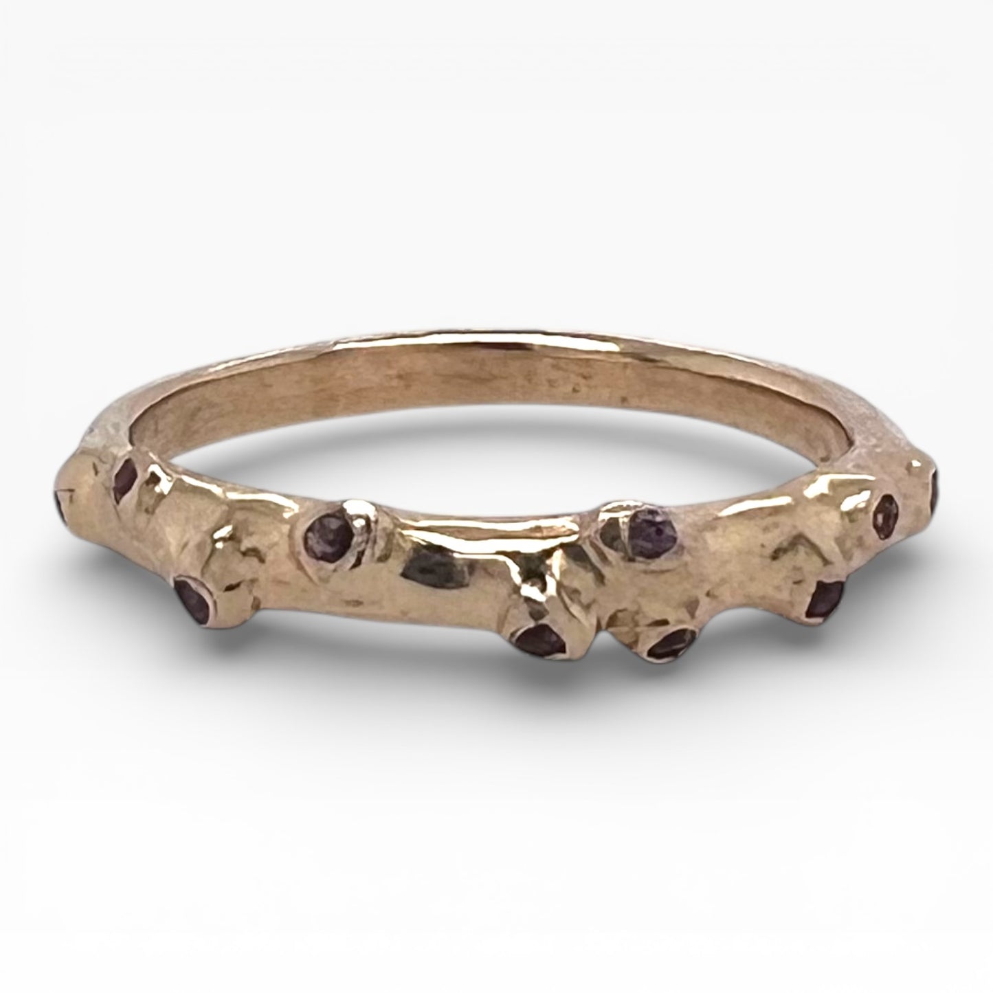 Coral Band- Dark Pink Sapphires & 14k Yellow Gold