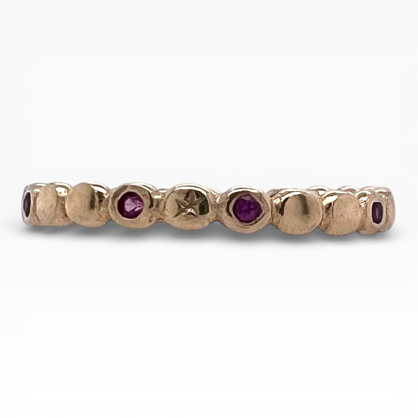 Stardust Band- Dark Pink Sapphires & 14k Yellow Gold